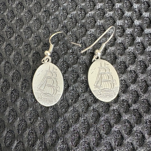 SCRIMPEWTER Jewelry - Scrimshaw Pewter Tall Ship Dangle Earrings